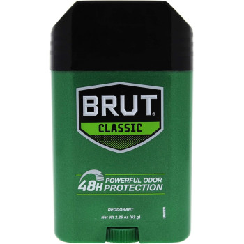 Brut Oval Solid Deodorant Classic Scent For Men, 2.25 Oz (63 G)
