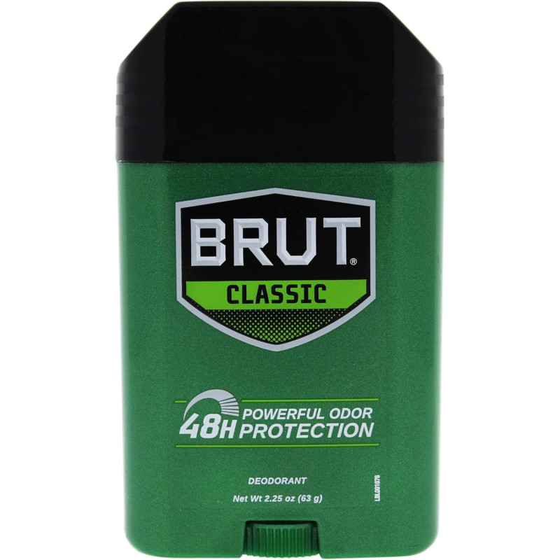 Brut Oval Solid Deodorant Classic Scent For Men, 2.25 Oz (63 G)