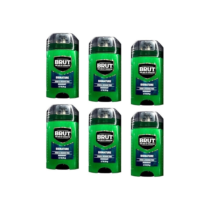 Brut Deodorant 2.7Oz Oval Solid Classic Scent (6 Pack)