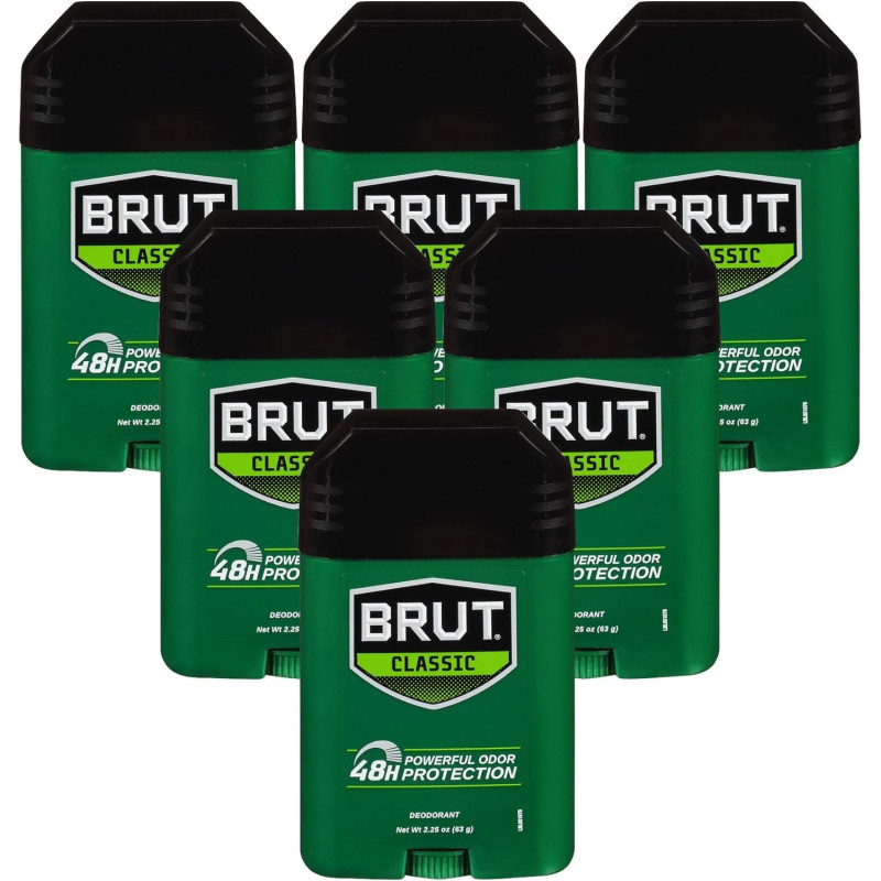 Brut Deodorant, Provide 24 Hour Odor And Wetness Protection, Pack Of 6 (63 G Each)