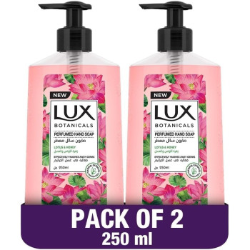 LUX Botanicals Liquid Hand Wash, Glowing Skin, Lotus And Honey, With 100 Percentage Natural Extracts Suitable For All Skin Types, Pack of 2 x 250ml Each