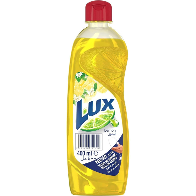 LUX Dishwash Liquid, For Sparkling Clean Dishes, Lemon, Tough on Grease And Mild on Hands, 400ml
