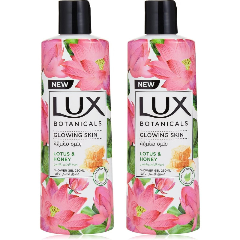 LUX Botanicals Glowing Skin Shower Gel Lotus And Honey, Pack Of 2 x 250ml Each