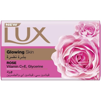 LUX Bar Soap For Glowing Skin, Rose, With Vitamin C, E, And Glycerine, 75g