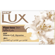 LUX Bar Soap For Flaw-Less Skin, Lily, With Vitamin C, E, And Glycerine, 170g