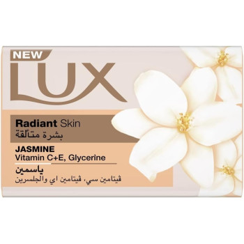 LUX Bar Soap For Radiant Skin, Jasmine, With Vitamin C, E, And Glycerine, 120g