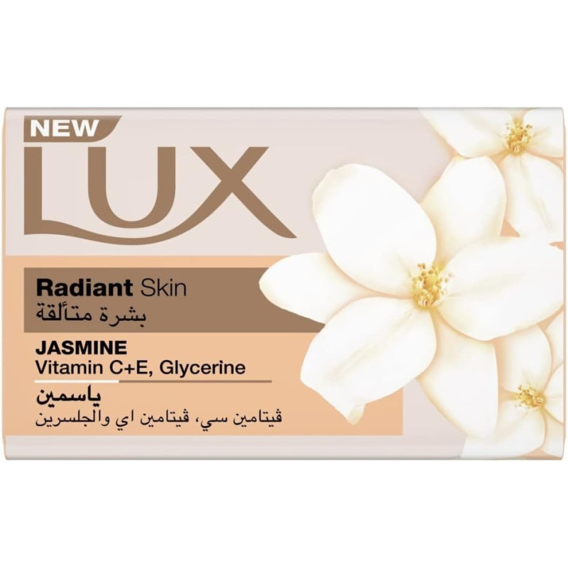 LUX Bar Soap For Radiant Skin, Jasmine, With Vitamin C, E, And Glycerine, 120g