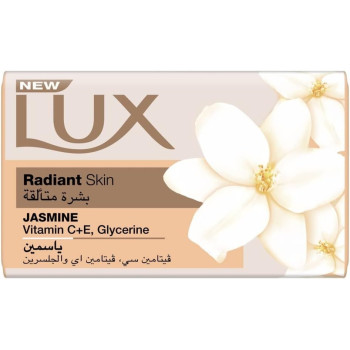 LUX Bar Soap For Radiant Skin, Jasmine, With Vitamin C, E, And Glycerine, 75g
