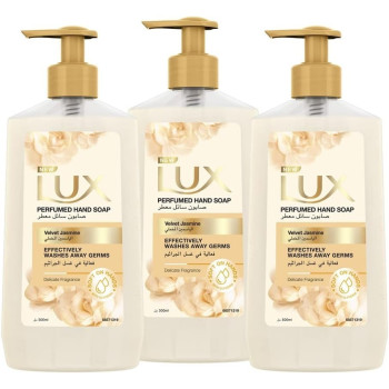 LUX Antibacterial Liquid Handwash Glycerine Enriched, Velvet Jasmine For All Skin Types, Pack Of 3 x 500ml Each