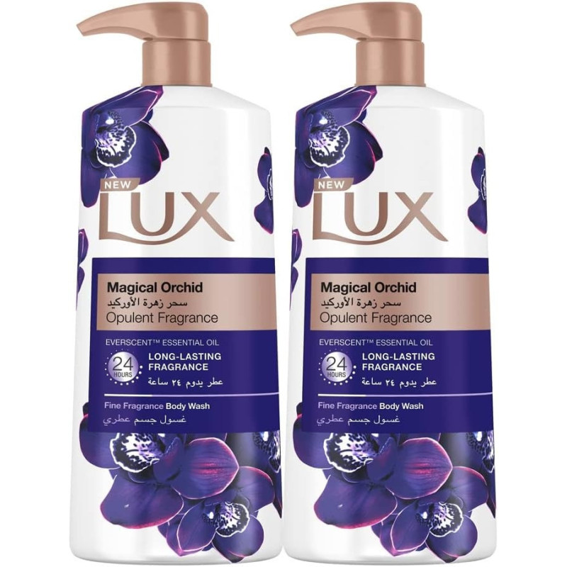 LUX Perfumed Body Wash Magical Orchid For 24 Hours Long Lasting Fragrance, Pack of 2 x 700ml Each