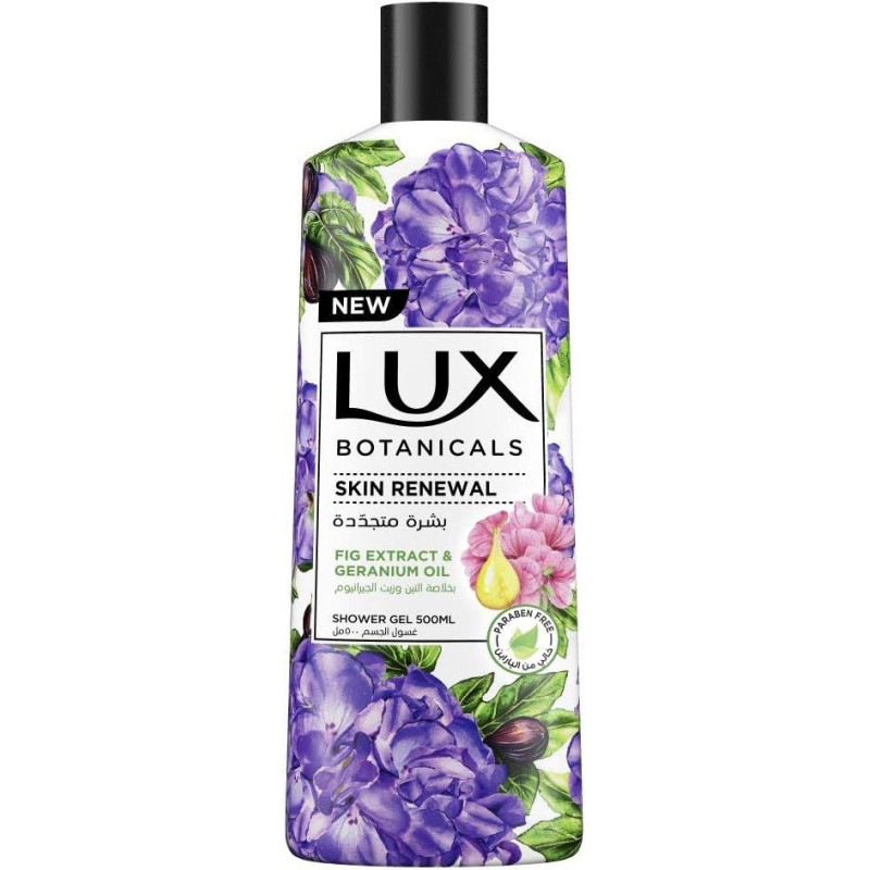 LUX Botanicals Perfumed Body Wash For Skin Renewal With Fig Extract And Geranium Oil, 500Ml