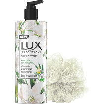 LUX Botanicals Skin Detox Shower Gel, Natural Extracts, No Paraben, Free Loofah, 450 ml
