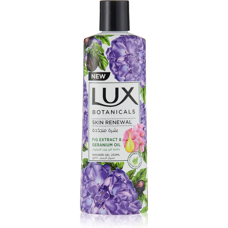 LUX Botanicals Perfumed Body Wash For Skin Renewal With Fig Extract And Geranium Oil, 250ML