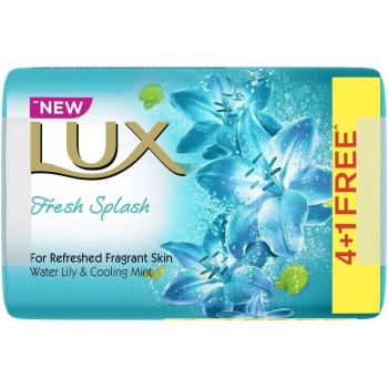 LUX Fresh Splash Soap Lily And Cooling Mint, Pack of 4 x 100g Each + 1Free