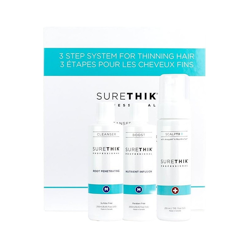 Surethik Professional 3-Step System Hair Loss Treatment Kit For Men, 205/210Ml