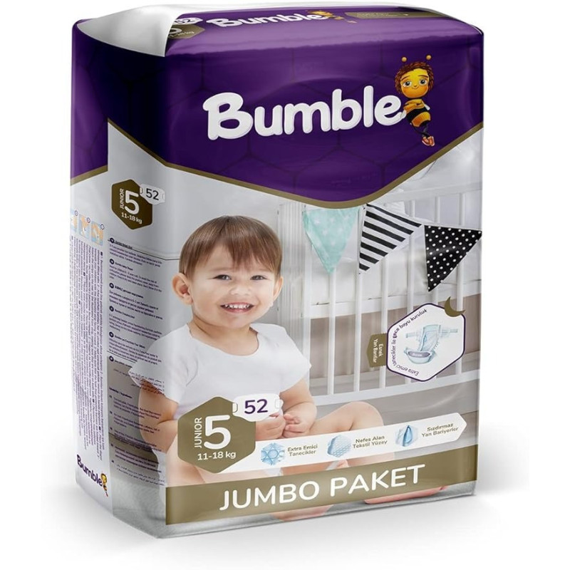 Bumble Baby Diapers Size 5, 11-18 Kg, 52 Counts