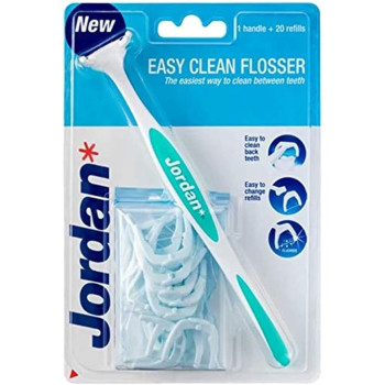 Jordan Easy Clean Flosser 1 Handle And Refills, 20 Units, Assorted Colors