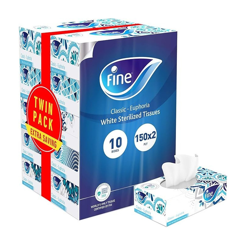 Fine Classic Sterilized Facial Tissues Strong And Absorbent, 10X150