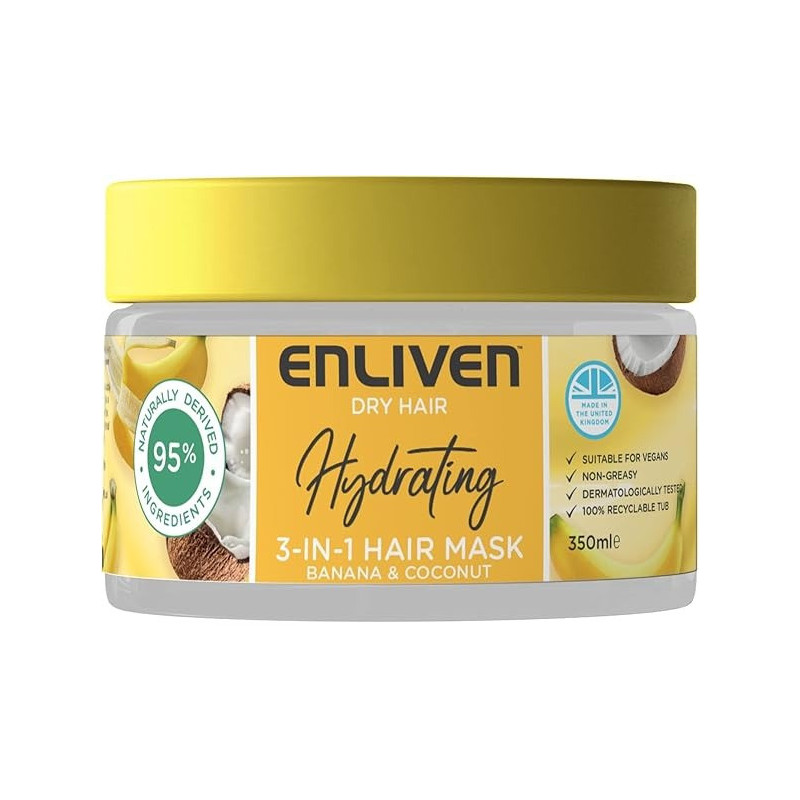 Enliven Dry Hair Hydrating 3 In 1 Hair Mask Banana And Coconut, 350 Ml