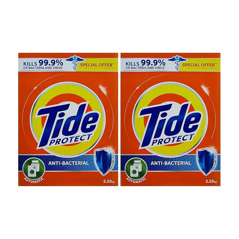 Tide Protect Antibacterial Laundry Detergent Automatic, 2.25Kg Dual Pack