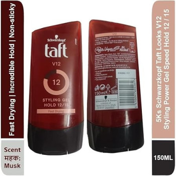 Schwarzkopf Taft Looks V12 Styling Power Gel Speed Hold 12/15 Fast Drying, 150 Ml, Musk