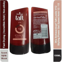 Schwarzkopf Taft Looks V12 Styling Power Gel Speed Hold 12/15 Fast Drying, 150 Ml, Musk