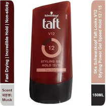 Schwarzkopf Taft Looks V12 Styling Power Gel Speed Hold 12/15 Fast Drying, 150 Ml, Musk