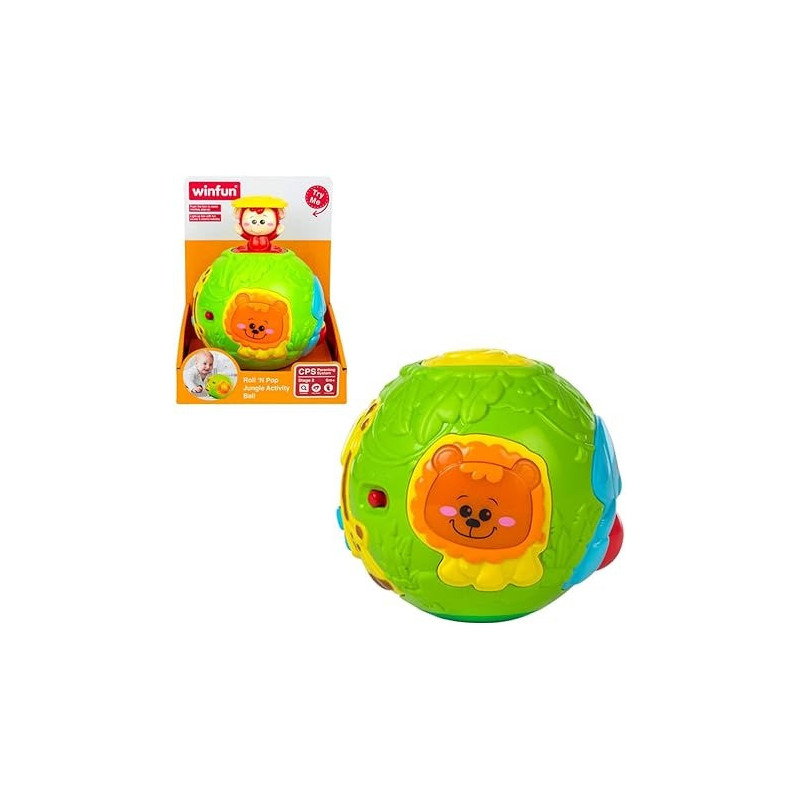 Winfun Childrens Animal Ball With Light And Sound, Assorted Colour, 44527