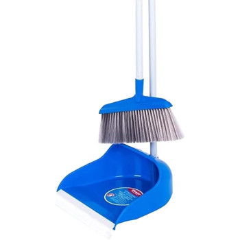 Kleaner Broom And Dustpan Set, Size 26Cm Width And 25Cm Deep Tpr Dustpan Edge 75Mm Bristle 75Cm Metal Handle