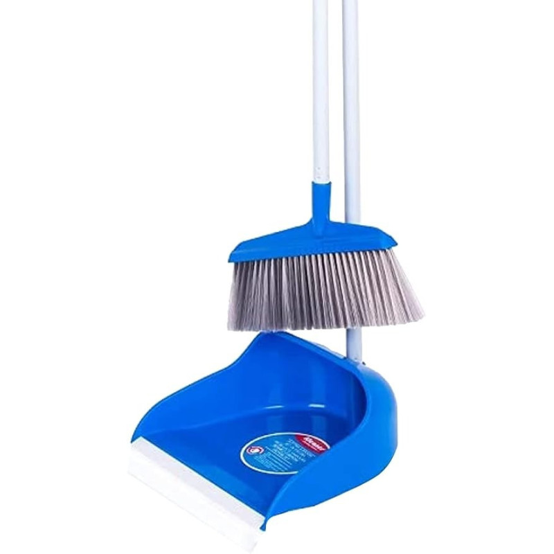 Kleaner Broom And Dustpan Set, Size 26Cm Width And 25Cm Deep Tpr Dustpan Edge 75Mm Bristle 75Cm Metal Handle