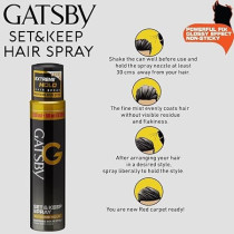 Gatsby Set And Keep Spray Extreme Hold, Hair Spray That Firmly Fixes The Created Style, 250 Ml
