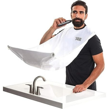Beard King The Official Beard Bib Hair Clippings Catcher And Grooming Cape Apron, White