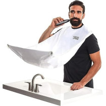 Beard King The Official Beard Bib Hair Clippings Catcher And Grooming Cape Apron, White