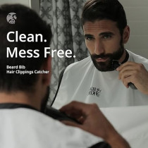 Beard King The Official Beard Bib Hair Clippings Catcher And Grooming Cape Apron, White