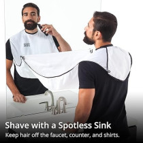 Beard King The Official Beard Bib Hair Clippings Catcher And Grooming Cape Apron, White