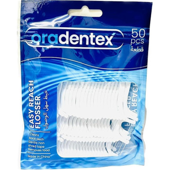 Oradentex Easy Reach Flosser For Cleaning Teeth, 50 Pcs