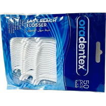 Oradentex Easy Reach Flosser For Cleaning Teeth, 50 Pcs