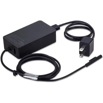 Runpower 65W 15V 4A Surface Book Ac Adapter Charger Fit For Microsoft Model 1706 Tablet Power Supply Jack 6Ft Cord With Usb, Black