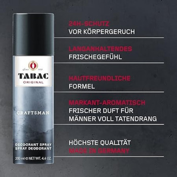 Tabac Original Craftsman Long-Lasting Freshness Deo Spray, 200 ml