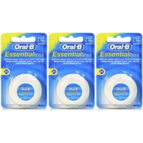Oral-B Essential Dental Floss Unwaxed Natural And Smooth Glide Between Teeth, 50m, Pack Of 3
