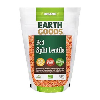 Earth Goods Organic Red Split Lentils, 340g