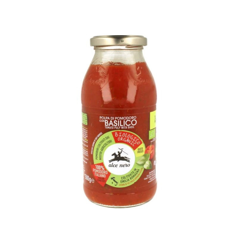 Alce Nero Organic Tomato Pulp with Basil, 500g