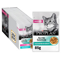 Purina Pro Plan Nutri Savour Delicate Oceanfish Wet Cat Food 85g X 12 pack