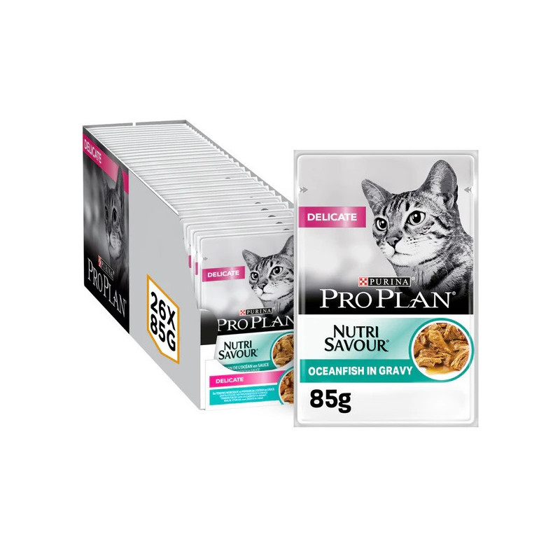 Purina Pro Plan Nutri Savour Delicate Oceanfish Wet Cat Food 85g X 12 pack