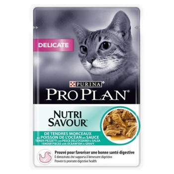Purina Pro Plan Nutri Savour Delicate Oceanfish Wet Cat Food 85g X 12 pack