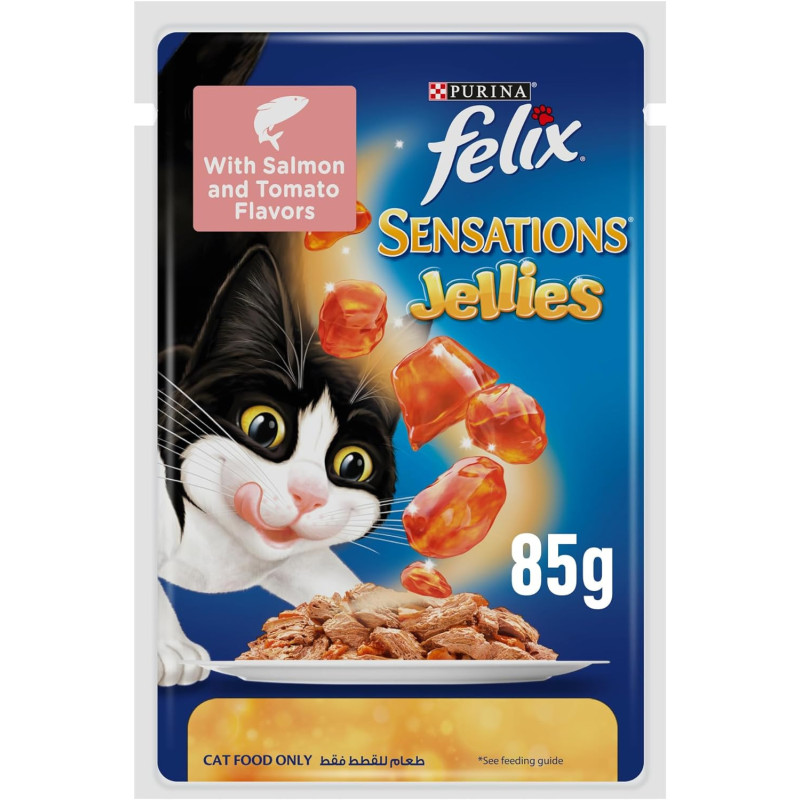 Purina Felix Sensations Jellies with Salmon and Tomato Wet Cat Food 85g X 12 pack