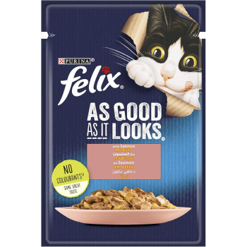 Purina Felix as Good as it Looks Salmon in Jelly Pouch Wet Cat Food 85g X 12 pack