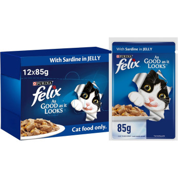 Purina Felix as Good as it Looks Sardine in Jelly Pouch Wet Cat Food 85g X 12 pack