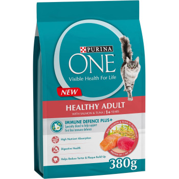 Purina ONE Healthy Adult Salmon & Tuna Cat Dry Food 380g x 8 pack