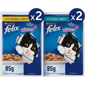 Purina Felix Kitten Chicken and Tuna Wet Cat Food 85 g x 4pc x 6 pack